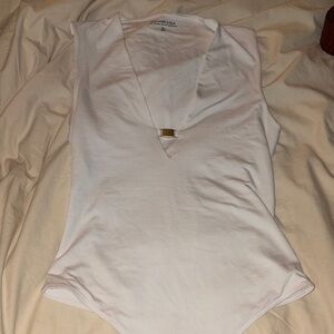Abercrombie & Fitch White Bodysuit with gold detail